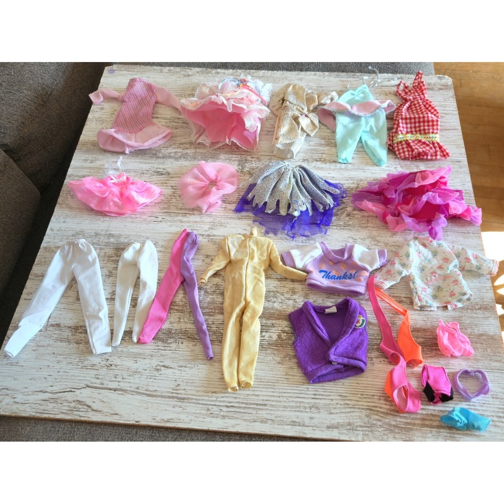 Barbie Doll Clothes Accessories Lot Mixed Vintage Modern Dresses Pants Skirts